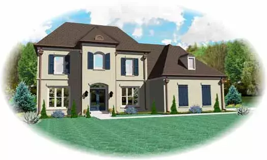 European house plans 6-1723 - front exterior, 3,126 sq ft, 4 bed, 2 bath house plans | Monster House Plans