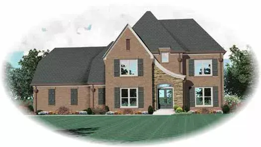 European house plans 6-1729 - front exterior, 2,613 sq ft, 4 bed, 2 bath house plans | Monster House Plans