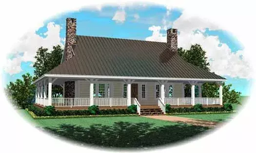 Country house plans 6-1732 - front exterior, 2,667 sq ft, 3 bed, 2 bath house plans | Monster House Plans