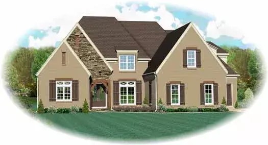 French Country house plans 6-1815 - front exterior, 3,807 sq ft, 5 bed, 3 bath house plans | Monster House Plans