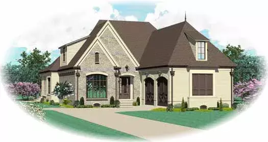 French Country house plans 6-1833 - front exterior, 3,624 sq ft, 4 bed, 3 bath house plans | Monster House Plans