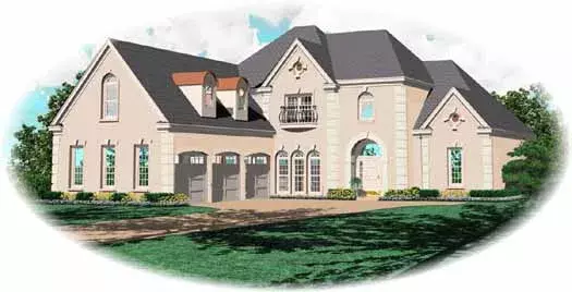 European house plans 6-1849 - front exterior, 4,308 sq ft, 3 bed, 3 bath house plans | Monster House Plans