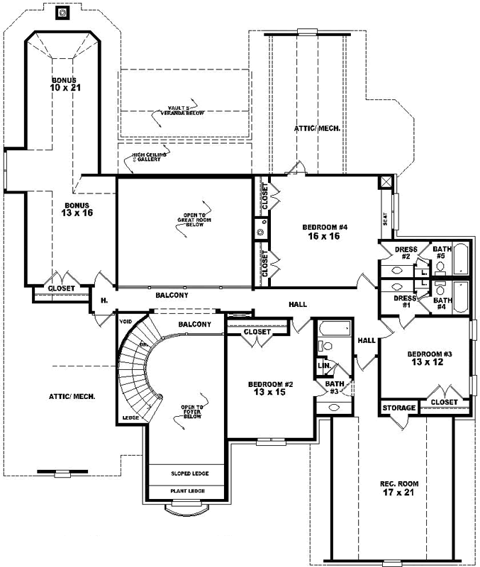 Upper/Second Floor Plan:6-1854