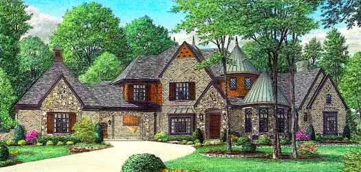 English Country house plans 6-1887 - front exterior, 5,591 sq ft, 4 bed, 3 bath house plans | Monster House Plans