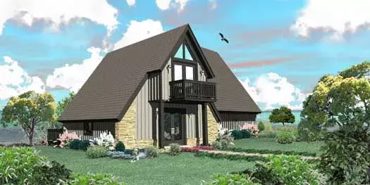 Contemporary house plans 6-1915 - front exterior, 1,044 sq ft, 1 bed, 1 bath house plans | Monster House Plans