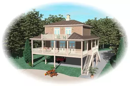 Coastal house plans 6-1924 - front exterior, 1,731 sq ft, 3 bed, 2 bath house plans | Monster House Plans