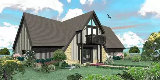 Contemporary house plans 6-1926 - front exterior, 1,354 sq ft, 2 bed, 2 bath house plans | Monster House Plans