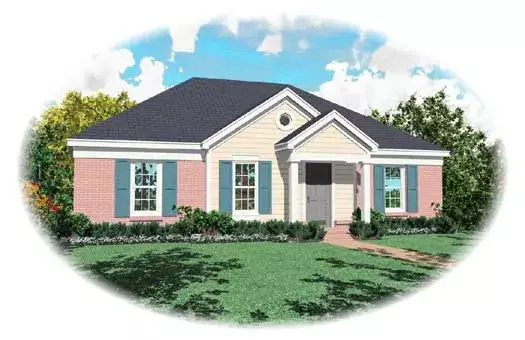 Traditional house plans 6-1932 - front exterior, 1,200 sq ft, 3 bed, 2 bath house plans | Monster House Plans