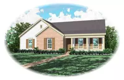 Ranch house plans 6-200 - front exterior, 1,281 sq ft, 3 bed, 2 bath house plans | Monster House Plans