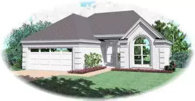 European house plans 6-222 - front exterior, 1,320 sq ft, 3 bed, 2 bath house plans | Monster House Plans