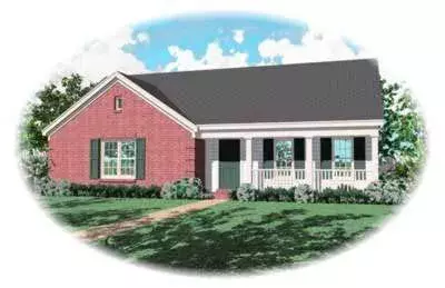 Country house plans 6-226 - front exterior, 1,289 sq ft, 3 bed, 2 bath house plans | Monster House Plans
