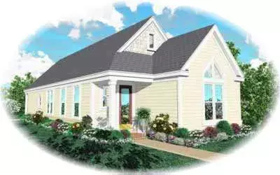Cottage house plans 6-243 - front exterior, 1,297 sq ft, 2 bed, 2 bath house plans | Monster House Plans