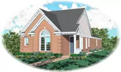 European house plans 6-250 - front exterior, 1,307 sq ft, 3 bed, 2 bath house plans | Monster House Plans
