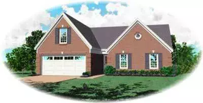European house plans 6-257 - front exterior, 1,333 sq ft, 3 bed, 2 bath house plans | Monster House Plans