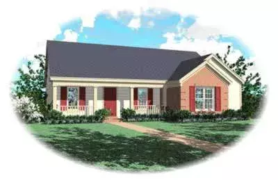 Country house plans 6-311 - front exterior, 1,412 sq ft, 4 bed, 2 bath house plans | Monster House Plans