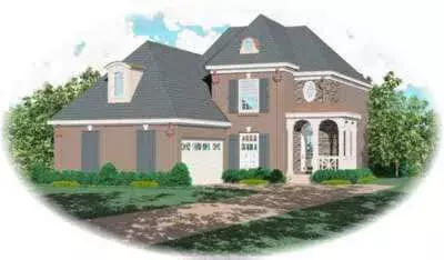 European house plans 6-373 - front exterior, 2,480 sq ft, 4 bed, 2 bath house plans | Monster House Plans