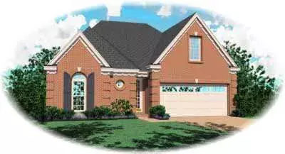 European house plans 6-386 - front exterior, 1,526 sq ft, 2 bed, 2 bath house plans | Monster House Plans