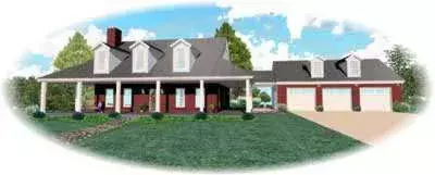 Farmhouse house plans 6-392 - front exterior, 4,422 sq ft, 3 bed, 3 bath house plans | Monster House Plans