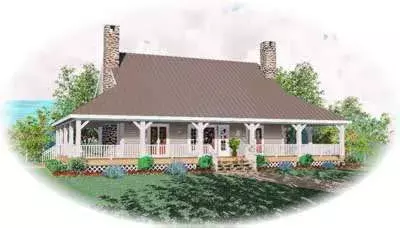 Farmhouse house plans 6-399 - front exterior, 2,430 sq ft, 3 bed, 2 bath house plans | Monster House Plans