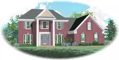 Southern Colonial house plans 6-452 - front exterior, 2,952 sq ft, 4 bed, 2 bath house plans | Monster House Plans