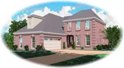 European house plans 6-486 - front exterior, 2,588 sq ft, 3 bed, 2 bath house plans | Monster House Plans