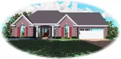 Southern house plans 6-619 - front exterior, 1,802 sq ft, 3 bed, 2 bath house plans | Monster House Plans