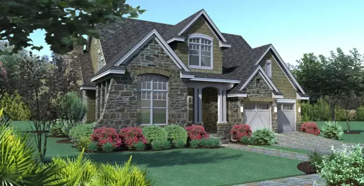 Craftsman house plans 61-104 - front exterior, 2,143 sq ft, 4 bed, 2 bath house plans | Monster House Plans