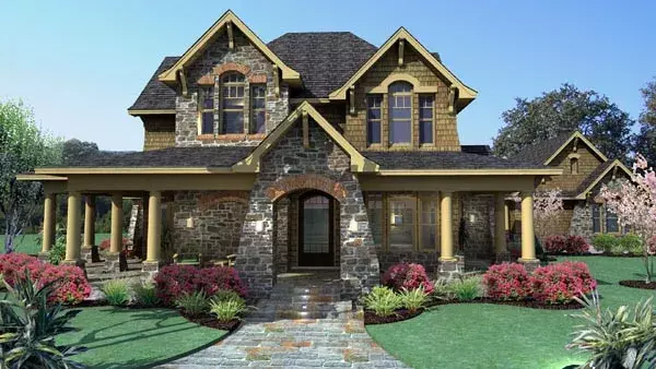 Craftsman house plans 61-106 - front exterior, 2,552 sq ft, 4 bed, 2 bath house plans | Monster House Plans