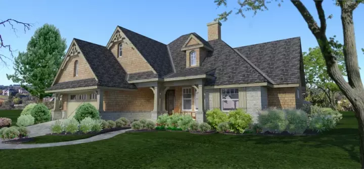 Craftsman house plans 61-117 - front exterior, 1,761 sq ft, 4 bed, 2 bath house plans | Monster House Plans