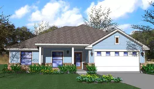 Traditional house plans 61-129 - front exterior, 1,553 sq ft, 4 bed, 2 bath house plans | Monster House Plans