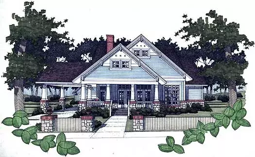 Craftsman house plans 61-130 - front exterior, 1,657 sq ft, 3 bed, 2 bath house plans | Monster House Plans