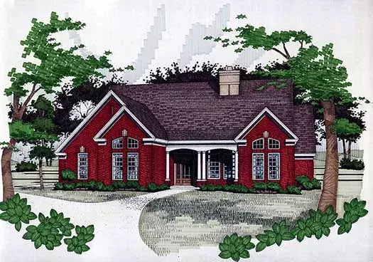 French Country house plans 61-131 - front exterior, 1,675 sq ft, 3 bed, 2 bath house plans | Monster House Plans