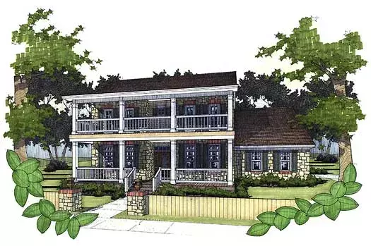 Plantation house plans 61-133 - front exterior, 1,753 sq ft, 3 bed, 2 bath house plans | Monster House Plans