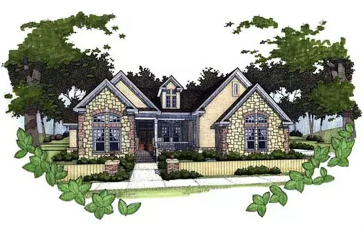 Mediterranean house plans 61-135 - front exterior, 1,779 sq ft, 3 bed, 2 bath house plans | Monster House Plans