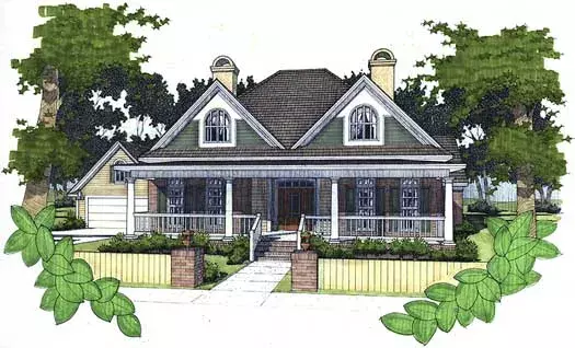 Southern house plans 61-138 - front exterior, 1,858 sq ft, 3 bed, 2 bath house plans | Monster House Plans