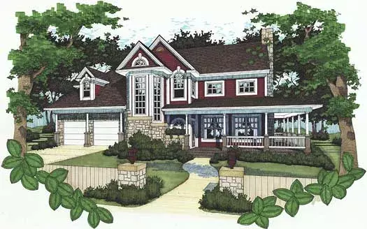 Country house plans 61-140 - front exterior, 1,882 sq ft, 3 bed, 2 bath house plans | Monster House Plans
