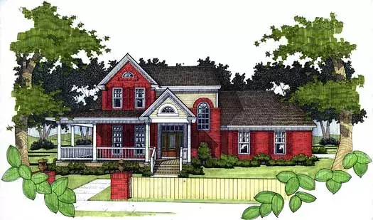 Farmhouse house plans 61-148 - front exterior, 1,994 sq ft, 3 bed, 2 bath house plans | Monster House Plans