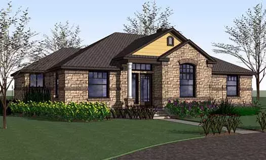 Traditional house plans 61-152 - front exterior, 2,025 sq ft, 4 bed, 2 bath house plans | Monster House Plans