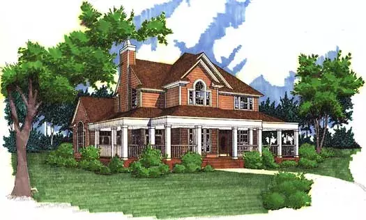 Southern house plans 61-153 - front exterior, 2,112 sq ft, 3 bed, 2 bath house plans | Monster House Plans