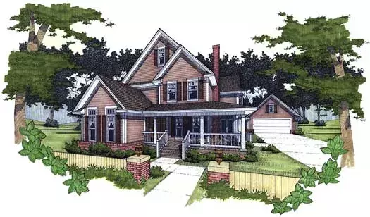 Farmhouse house plans 61-156 - front exterior, 2,274 sq ft, 4 bed, 2 bath house plans | Monster House Plans