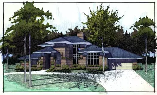 Contemporary house plans 61-159 - front exterior, 2,394 sq ft, 3 bed, 2 bath house plans | Monster House Plans
