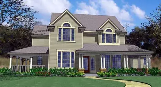 Country house plans 61-160 - front exterior, 2,420 sq ft, 4 bed, 2 bath house plans | Monster House Plans