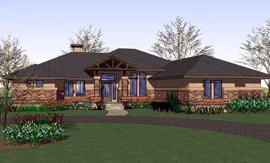Contemporary house plans 61-170 - front exterior, 2,813 sq ft, 3 bed, 2 bath house plans | Monster House Plans