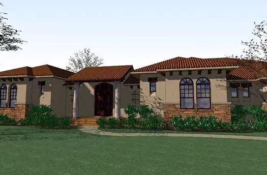 Southwest house plans 61-177 - front exterior, 3,355 sq ft, 3 bed, 3 bath house plans | Monster House Plans