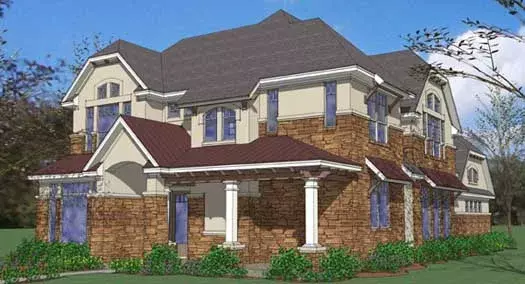 European house plans 61-179 - front exterior, 3,564 sq ft, 4 bed, 3 bath house plans | Monster House Plans