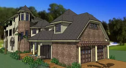 European house plans 61-180 - front exterior, 3,967 sq ft, 6 bed, 7 bath house plans | Monster House Plans