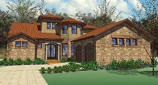 Tuscan house plans 61-181 - front exterior, 4,222 sq ft, 5 bed, 3 bath house plans | Monster House Plans