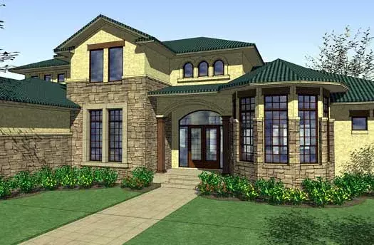 Mediterranean house plans 61-184 - front exterior, 4,329 sq ft, 4 bed, 4 bath house plans | Monster House Plans