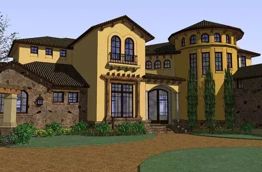 Mediterranean house plans 61-186 - front exterior, 5,202 sq ft, 5 bed, 6 bath house plans | Monster House Plans