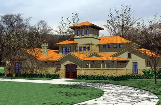 Spanish house plans 61-187 - front exterior, 5,309 sq ft, 5 bed, 4 bath house plans | Monster House Plans